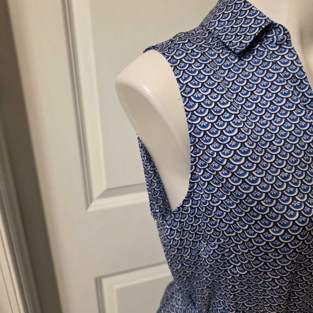 Brooks Brothers Blue Printed Sleeveless Shirt Dress - Picture 4 of 6